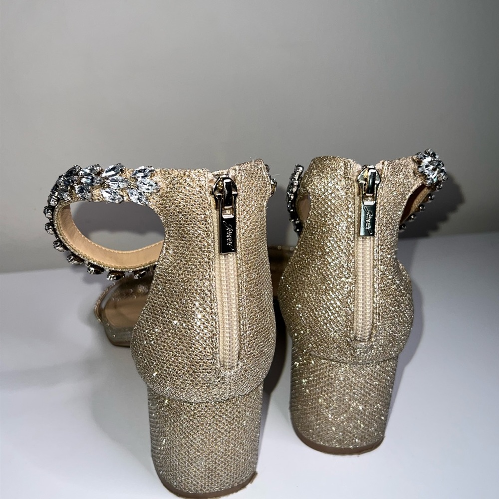 Gold Jewel Badgley Mischka Wedding Heels – Size 9.5 - Picture 6 of 10